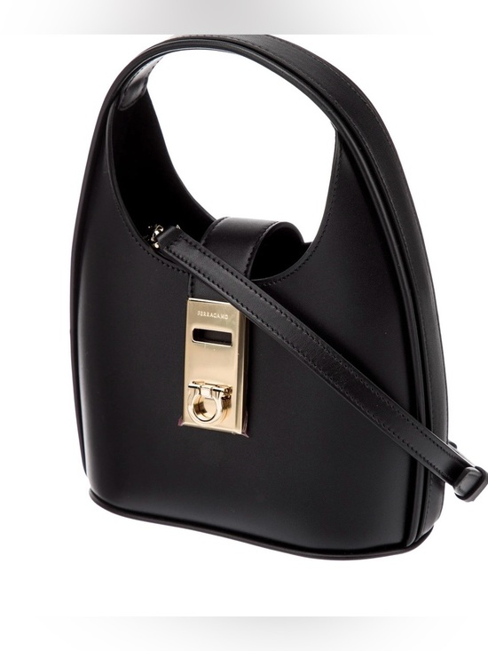 Salvatore Ferragamo Handbags - Salvatore Ferragamo Black Leather Mini Bag with Gold Hardware